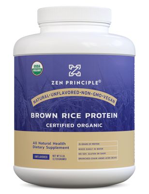 Zen Principle Organic Brown Rice Protein 6 LB. USDA Certified Organic. Unflavored. Non-GMO. Vegan.