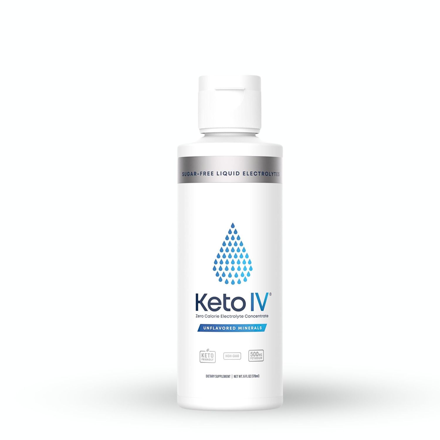 Keto IV Electrolyte Drops + High Potassium | No Leak Dropper Bottle | 500mg Potassium + Magnesium, Sodium &amp; Zinc | Raw Mineral Flavor | 30 Servings