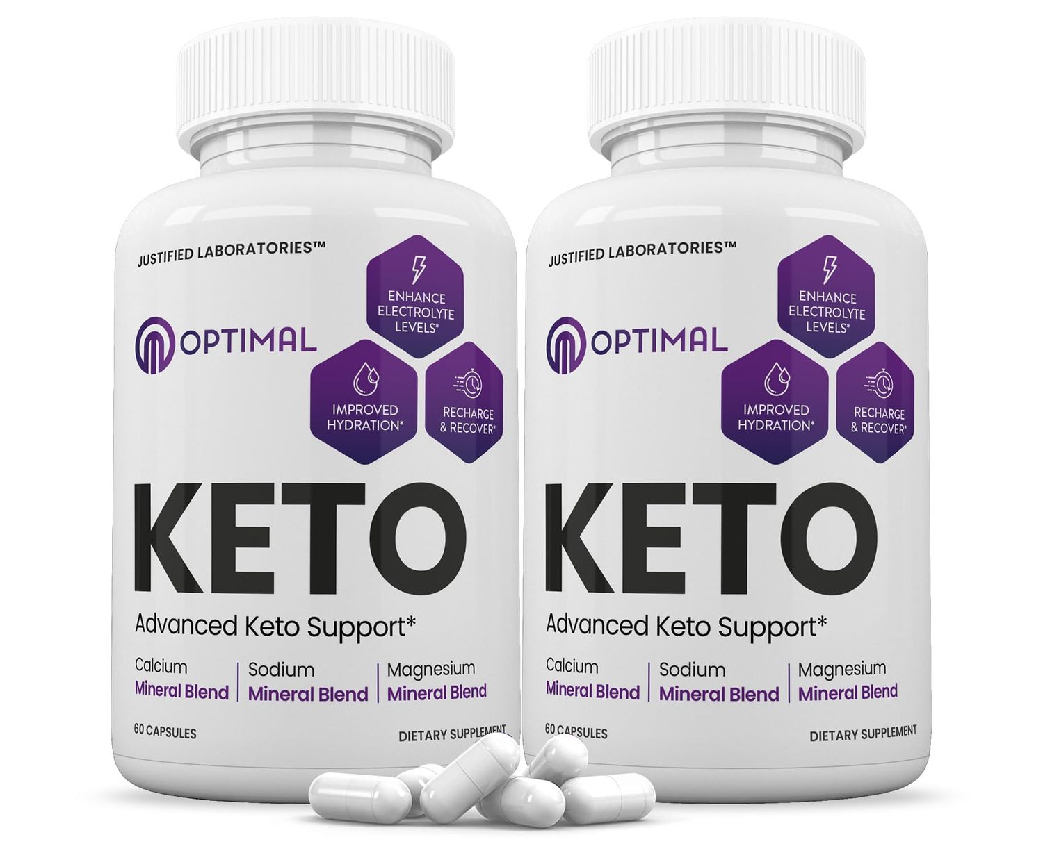 (2 Pack) Optimal Keto Pills 1275MG New &amp; Improved Formula Contains Apple Cider Vinegar Extra Virgin Olive Oil Powder Green Tea Leaf 120 Capsules
