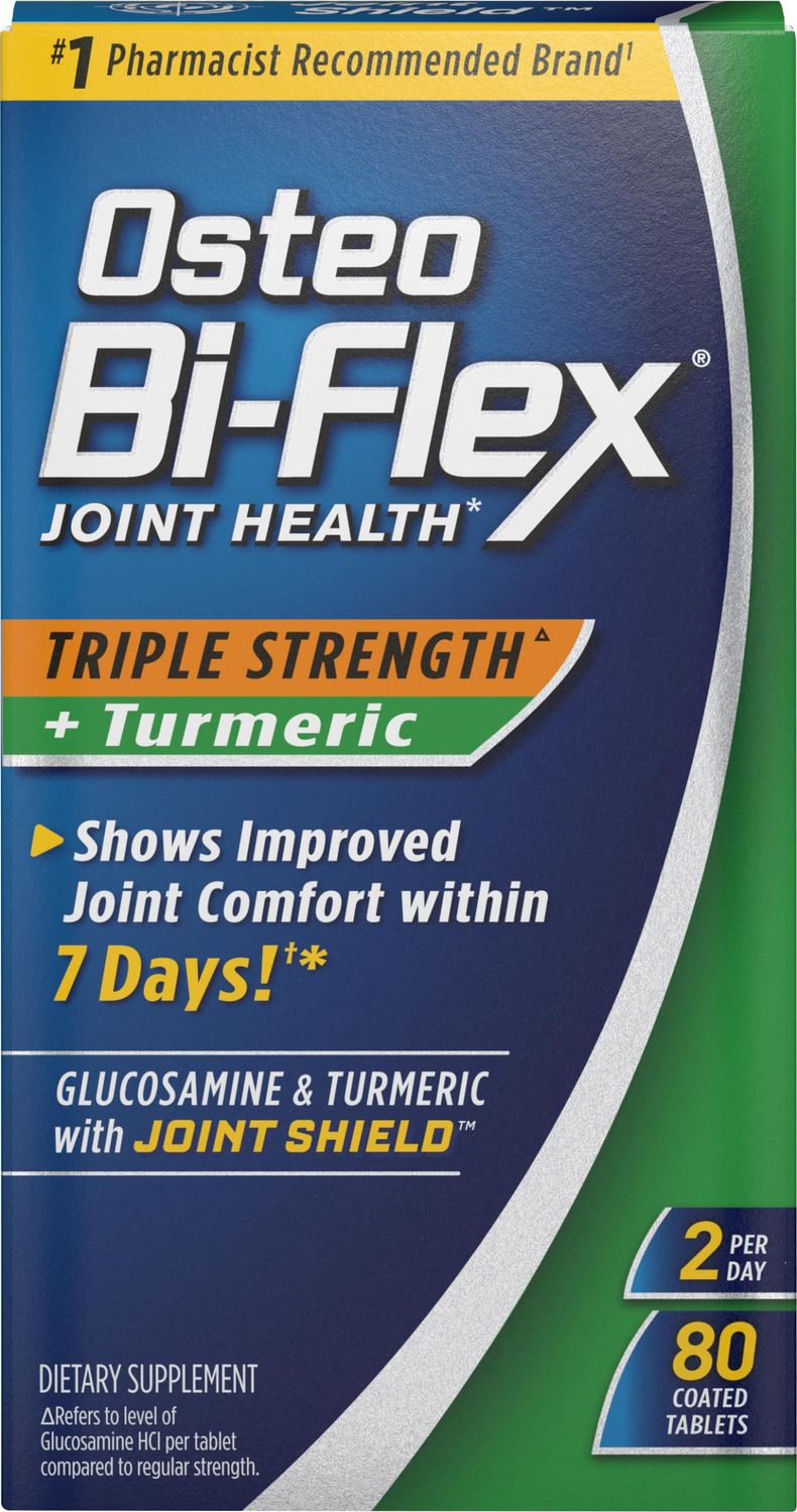 Osteo Bi-Flex Triple Strength Glucosamine with Turmeric, Joint Health Supplement, Coated Tablets, Original Version, 80 Count
