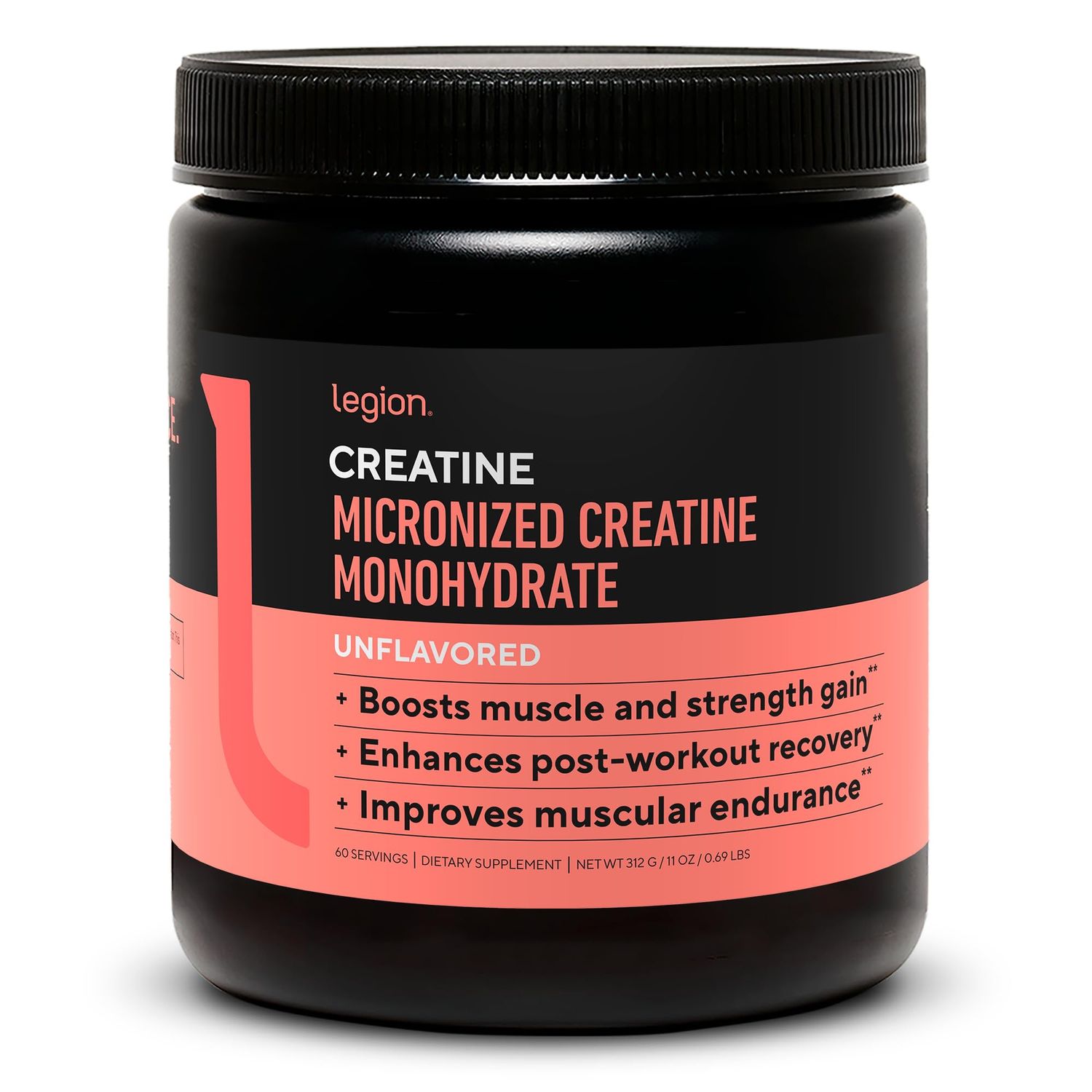LEGION Micronized Creatine Monohydrate Supplement - Clean Creatine Powder for Muscle Gain &amp; Post Workout Recovery - Micronized Creatine Supplement for Maximum Absorption (60 Servings, Unflavored)