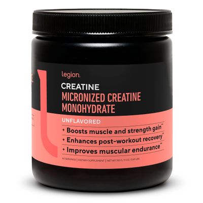 LEGION Micronized Creatine Monohydrate Supplement - Clean Creatine Powder for Muscle Gain &amp; Post Workout Recovery - Micronized Creatine Supplement for Maximum Absorption (60 Servings, Unflavored)