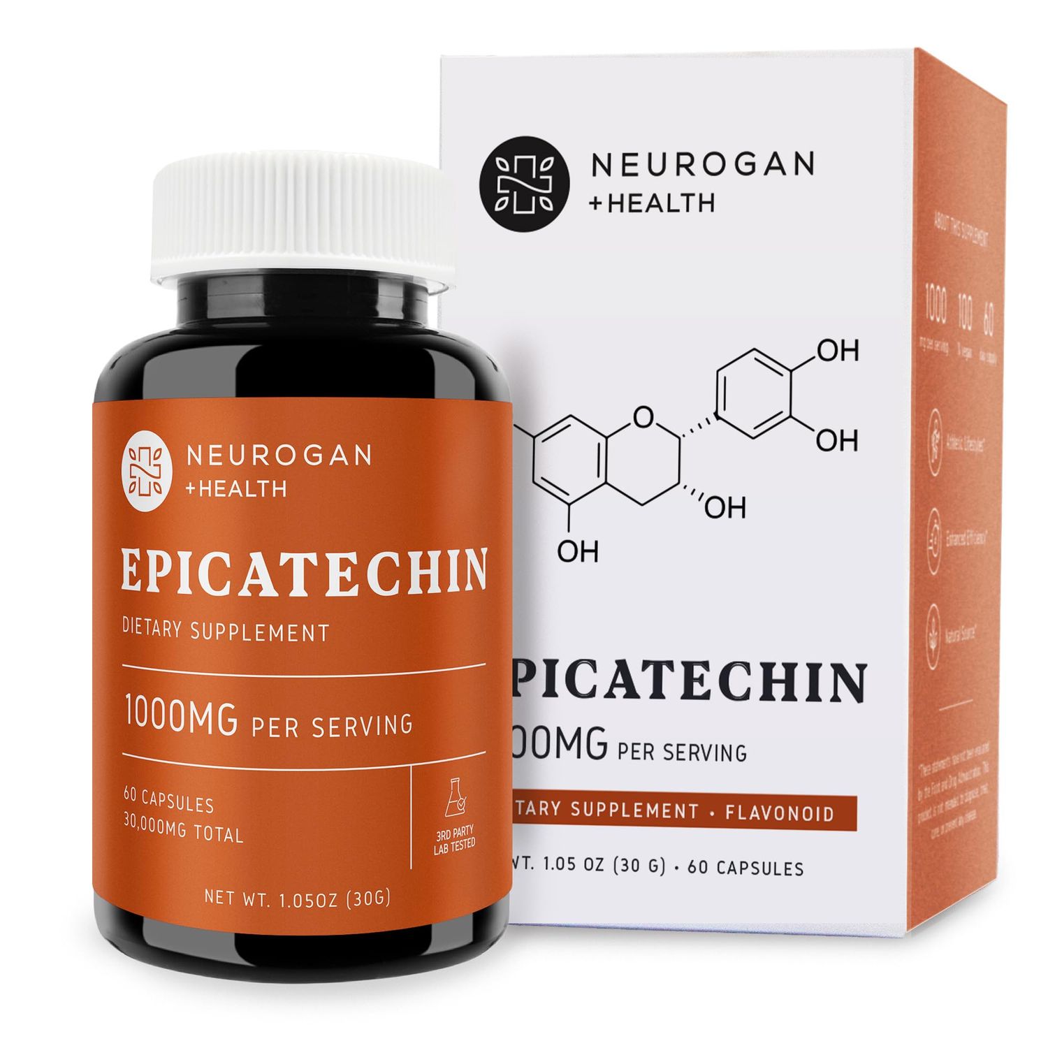 Potent Epicatechin Capsules 500mg Each,1000mg/serving - Advanced Support for Nitric Oxide Boost, Muscle Development &amp; Endurance - for Athletes Seeking Performance Edge - 30,000 Total, 60ct.Made in USA