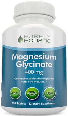 Magnesium Glycinate 400mg - 270 Magnesium Tablets (not Capsules) - 400 mg Elemental Magnesium - Highly Bioavailable - Vegan and Vegetarian - for Improved Sleep, Stress Relief &amp; Cramp Defense
