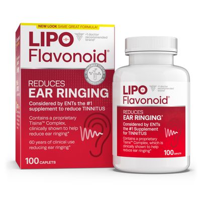 Lipo Flavonoid Plus, Tinnitus Relief For Ringing Ears, OTC Flavonoid Ear Health Vitamins, Bioflavonoids &amp; Vitamin C, 100 Caplets