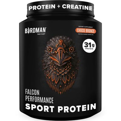 Birdman Falcon Performance Vegan Protein Powder, 31g Protein, 5g Creatine, 5g BCAA, Probiotics, Electrolytes, Pre Workout, Low Carb, Sugar Free &amp; Dairy Free, Plant Based Chocolate Protein -19 servings