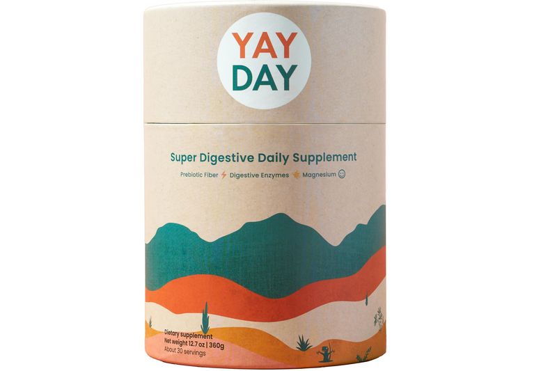 YayDay Digestive Enzymes Prebiotic Fiber Supplement Powder for Women &amp; Men - Daily Gut Health + Magnesium Powder for Deep Sleep, Regularity, Bloating &amp; Constipation Relief - Citrus, 30 Servings