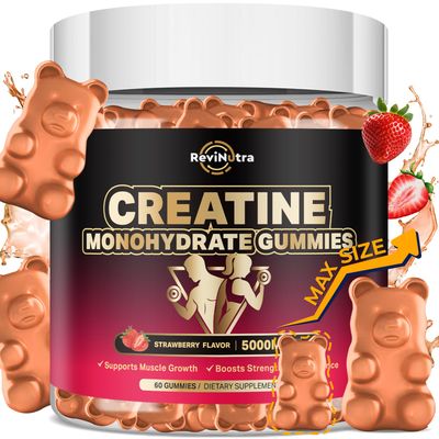 Creatine Monohydrate Gummies for Men &amp; Women, 5000mg Chewables Creatine Supplement for Muscle Growth &amp; Recovery, Promote Energy, Boost Strength, High Absorption, Strawberry Flavor Big Bear Gummies