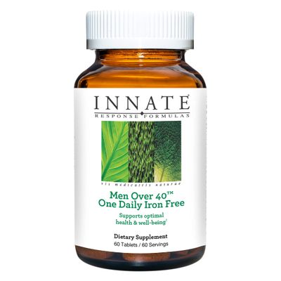 INNATE Response Formulas Men Over 40 One Daily Iron Free - Daily Multivitamin For Men 40+ - Iron-Free - With B Vitamins - Vegetarian, Non-GMO - Made Without 9 Food Allergens - 60 Count (60 Servings)