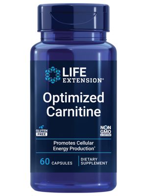 Life Extension Optimized Carnitine, Three Forms of L-carnitine, Promotes Heart &amp; Brain Health, Gluten Free, Non-GMO, Vegetarian, 60 Capsules