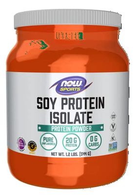 NOW Foods Sports Nutrition, Soy Protein Isolate 20 G, 0 Carbs, Unflavored Powder, 1.2-Pound