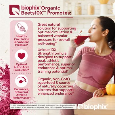 biophix Organic Beets 10X Beet Root Powder 2.2 lb 50000 mg Equivalent - Superfood - Powerful Antioxidant - Rich in Nitric Oxide - Supports Heart Health - Natural Flavor - No Sugar Added