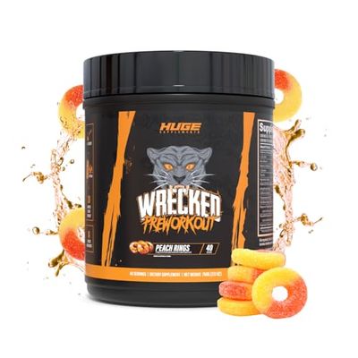 Wrecked Pre Workout Powder, Advanced Formula, Boosts Energy, Focus, Pumps &amp; Performance, 10g L-Citrulline, 6.4g Beta Alanine, 5g Tyrosine, 1g Alpha GPC, 375mg Fast-Acting Caffeine &amp; More (40 Servings)