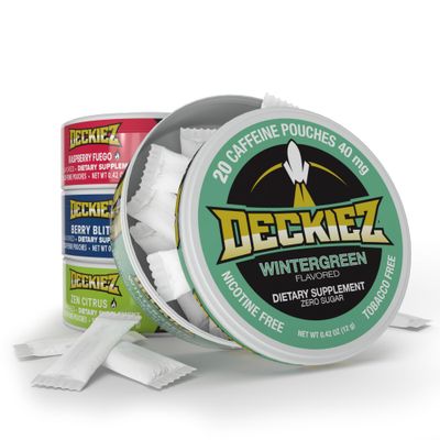 Deckiez Caffeine Pouches, 4 Cans (80 Pouches), Pre Workout Pouches, Coffee Pouches &amp; Energy Drink Alternative, 40mg Caffeine per Pouch, Sugar Free Caffeine Supplement, Foursome Variety Pack