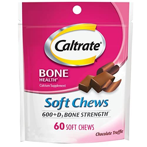 Caltrate Soft Chews 600 Plus D3 Calcium Vitamin D Supplement, Chocolate Truffle - 60 Count(Packaging May Vary)