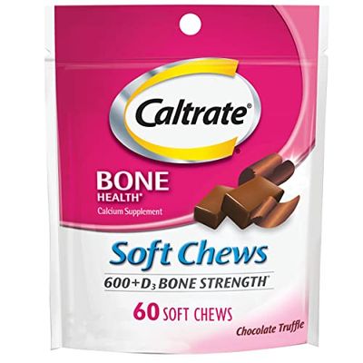 Caltrate Soft Chews 600 Plus D3 Calcium Vitamin D Supplement, Chocolate Truffle - 60 Count(Packaging May Vary)