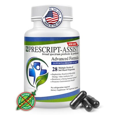 Prescript-Assist Prebiotics &amp; Probiotics for Digestive &amp; Immune Health with No Pea Protein for Quick Absorption - Advanced Plant-Based, Vegan, Support Muscle Recovery &amp; Gut Health, 90 Capsules