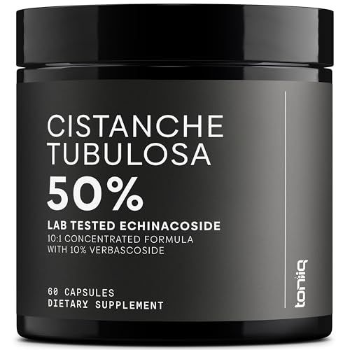 Toniiq Cistanche Tubulosa - (4000mg) Pure Cistanche Supplement for Men - 10x Highly Concentrated with 50% Echinacoside and 10% Verbascoside - Endurance Strength Recovery Mood - 60 Capsules