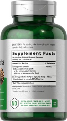 Horbach Ashwagandha Supplement | Max Strength | 120 Capsules | Non-GMO, Gluten Free