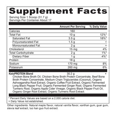 Ancient Nutrition Keto Protein Powder, KetoPROTEIN with Fats from Bone Broth and MCT Oil, Chocolate, 18g Protein 10g Fat Per Serving, Gluten Free, Low Carb, Paleo Friendly, 17 Servings