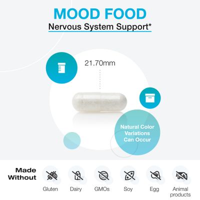 XYMOGEN Mood Food - Nervous System, Relaxation & Mood Support Supplement - Folate, B12, B6 with Magnesium, 5-HTP & GABA Supplement - Vegan & Non-GMO (60 Capsules)