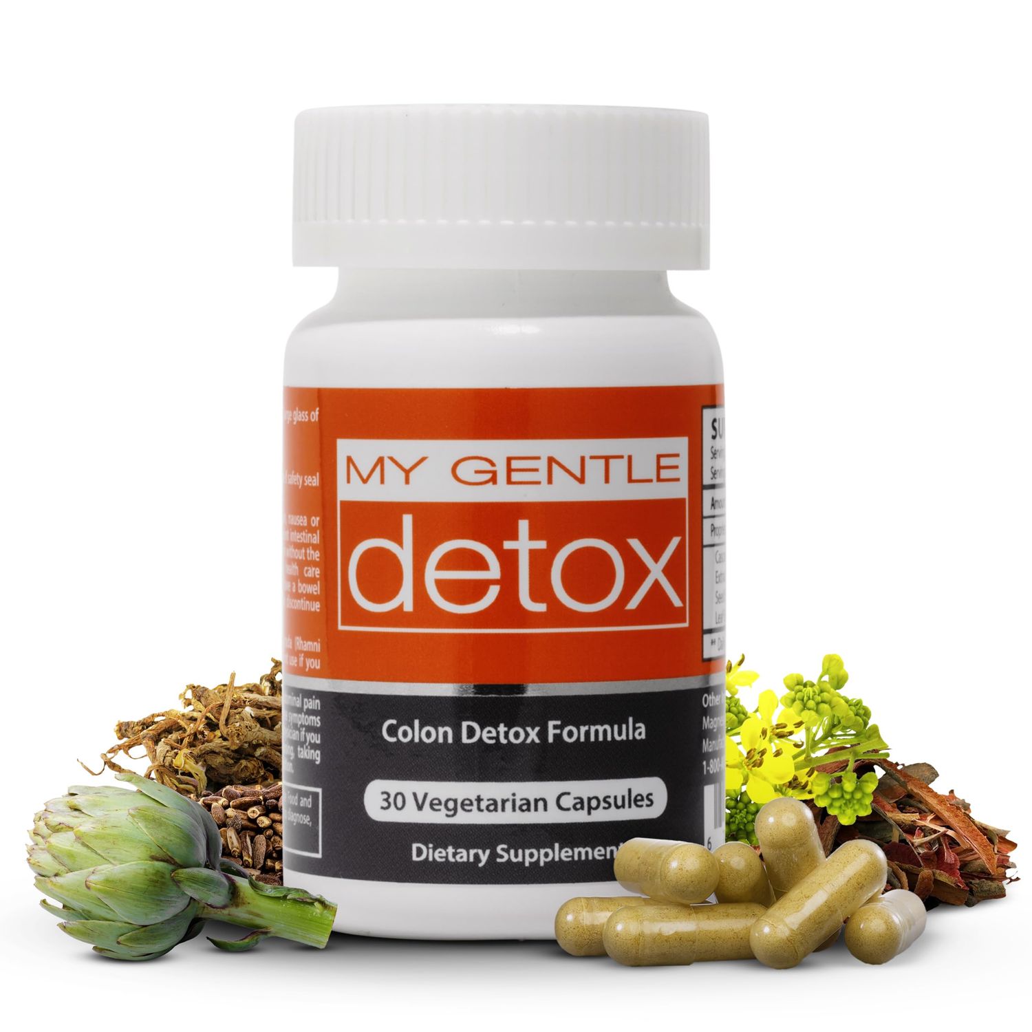 Herbal Nitro My Gentle Detox - Fast, Gentle Constipation Relief in 1 Day - All-Natural Colon Cleanse Detox Pills for Women &amp; Men - Helps Reduce Bloating, Gas, Irregularity - 30 Capsules
