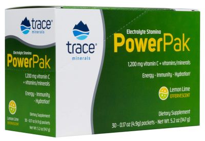 Trace Minerals | Power Pak Electrolyte Powder Packets | 1200 mg Vitamin C, Zinc, Magnesium | Boost Immunity, Hydration and Natural Energy | Lemon Lime | 30 Packets