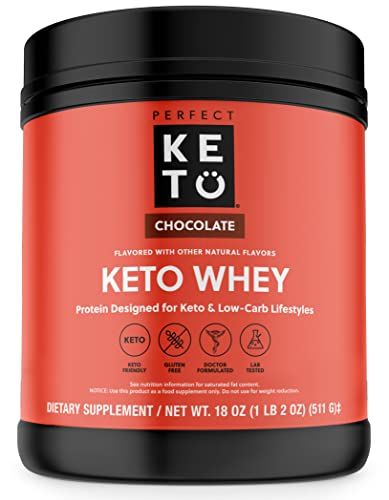 Perfect Keto Pure Whey Protein Powder Isolate Delicious 100% Grass Fed Meal Replacement Shake No Artificials, Gluten Free, Soy Free, Non-GMO (Chocolate)