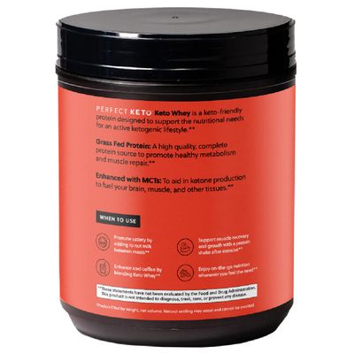 Perfect Keto Pure Whey Protein Powder Isolate Delicious 100% Grass Fed Meal Replacement Shake No Artificials, Gluten Free, Soy Free, Non-GMO (Chocolate)