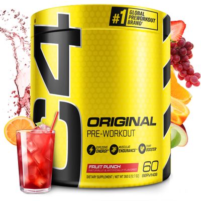 C4 Original Pre Workout Powder Fruit Punch - Vitamin C for Immune Support - Sugar Free Preworkout Energy for Men &amp; Women - 150mg Caffeine + Beta Alanine + Creatine - 60 Servings