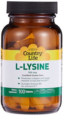 Country Life L-Lysine (500 mg) with B-6, 100-Count Tablets