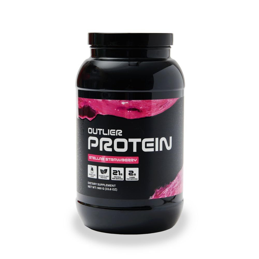 Outlier Protein - Strawberry Protein Juice (Powder) - Plant Based Clear Pea Protein - 30 Servings, Vegetarian &amp; Vegan Protein. Easy to Digest, Gluten Free, Sugar Free, Dairy Free, Soy Free