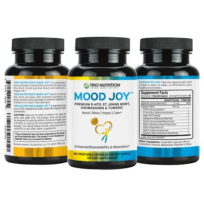 Trio Mood Joy | Premium 5-HTP, St Johns Wort, Ashwagandha & Turmeric | Ashwagandha Capsules to Promote Natural Calm & Relaxed Mood | Mood Support Supplement | 60 Day Supply*