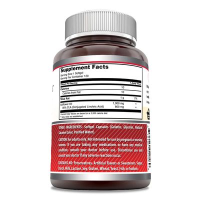 Amazing Formulas CLA 1000mg 120 Softgels Supplements | Conjugated Linoleic Acid | Non-GMO | Gluten Free