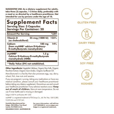Solgar Muscle Maintenance Age-Defying Nutrition for Men &amp; Women-Support Muscle Mass with HMB (-Hydroxy methylbutyrate) and 125% Daily Value of Vitamin D, Soy and Gluten Free, 20 Servings
