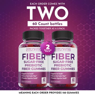 Sugar Free Fiber Gummies for Adults - Fiber Supplement Formulated with 5G Fiber & 5.4G Prebiotic Digestive Blend - Supports Gut Health & Promotes Healthy Digestion - 2-Pack of Prebiotic Fiber Gummy