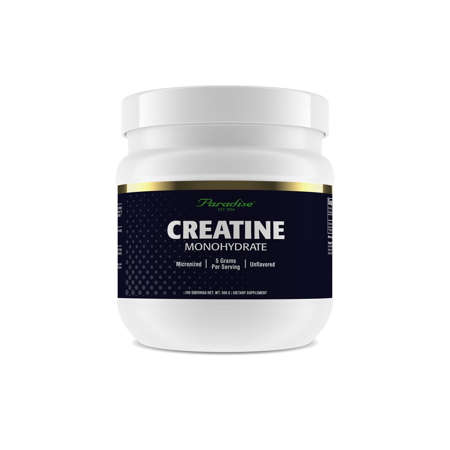 Paradise Creatine Monohydrate Powder - Micronized for Enhanced Absorption - Supports Muscle Building &amp; Athletic Performance - 500g - 100 Servings