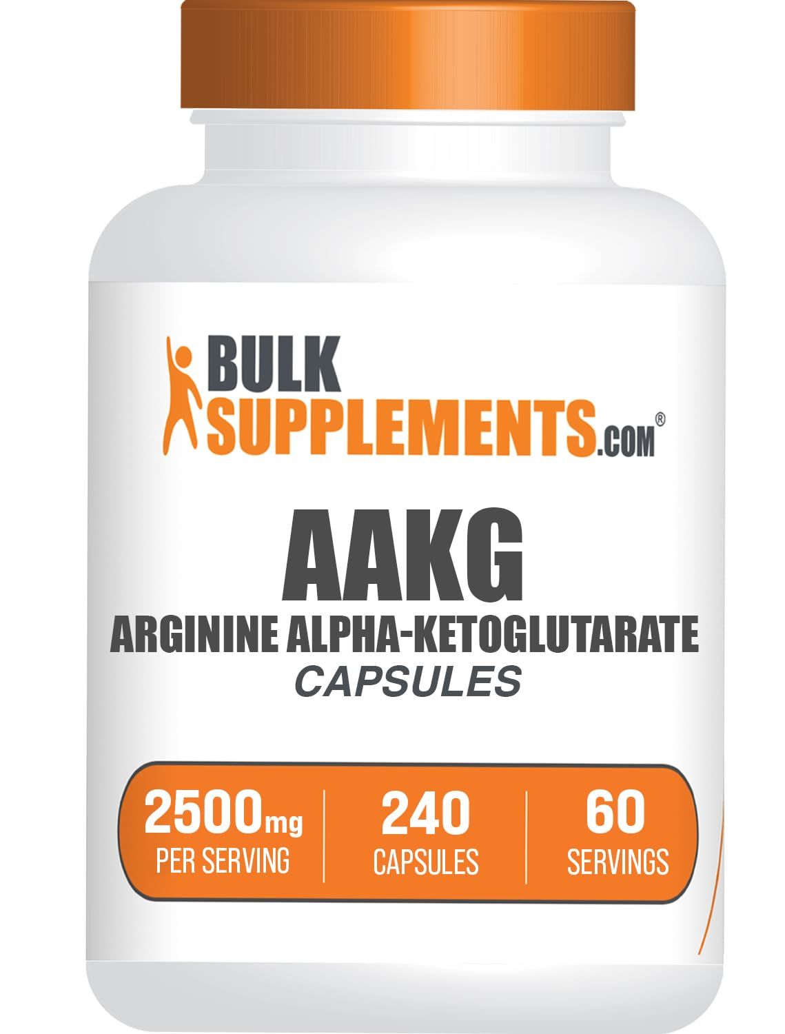 BulkSupplements.com AAKG Capsules - Arginine AKG Supplement, Nitric Oxide Supplement - Pure &amp; Gluten Free, 4 Capsules per Serving (2500mg), 240 Capsules (Pack of 1)