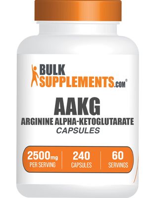 BulkSupplements.com AAKG Capsules - Arginine AKG Supplement, Nitric Oxide Supplement - Pure &amp; Gluten Free, 4 Capsules per Serving (2500mg), 240 Capsules (Pack of 1)