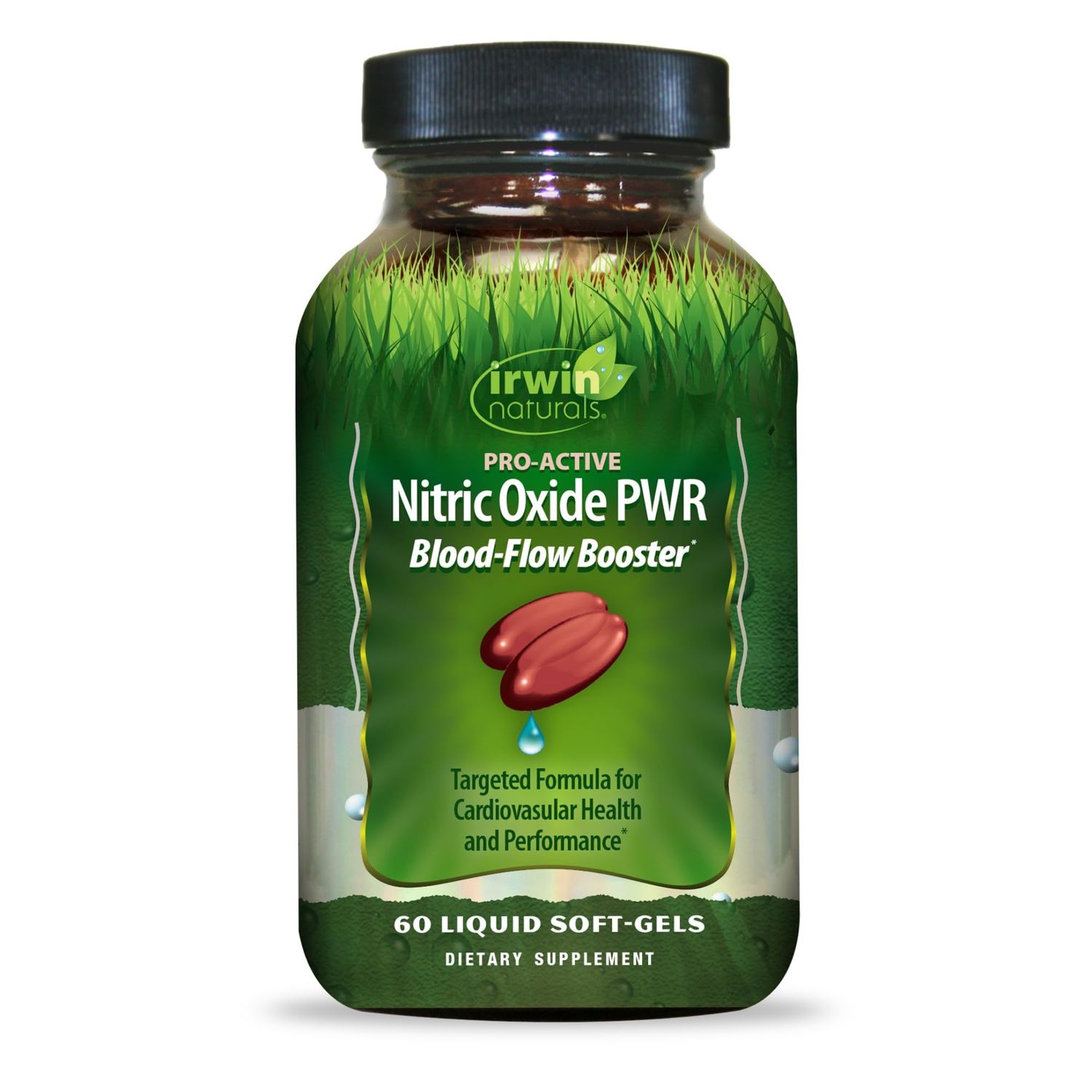 Irwin Naturals Pro-Active Nitric Oxide PWR - 60 Liquid Soft-Gels - Blood-Flow Booster with L-Citrulline, Beet Root &amp; Red Spinach