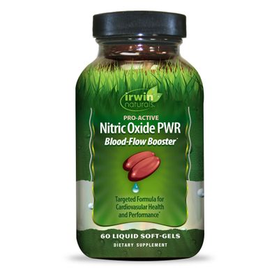 Irwin Naturals Pro-Active Nitric Oxide PWR - 60 Liquid Soft-Gels - Blood-Flow Booster with L-Citrulline, Beet Root &amp; Red Spinach