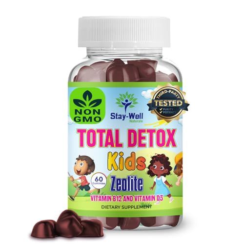 Stay-Well Naturals Natural Zeolite Heavy Metal Detox Kids, Chewable Gummy, Micronized Zeolite, Total Body Metal Cleanse, Toxin Cleanse, Non-GMO, 60 Mixed Berry Gummies