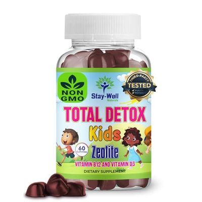 Stay-Well Naturals Natural Zeolite Heavy Metal Detox Kids, Chewable Gummy, Micronized Zeolite, Total Body Metal Cleanse, Toxin Cleanse, Non-GMO, 60 Mixed Berry Gummies