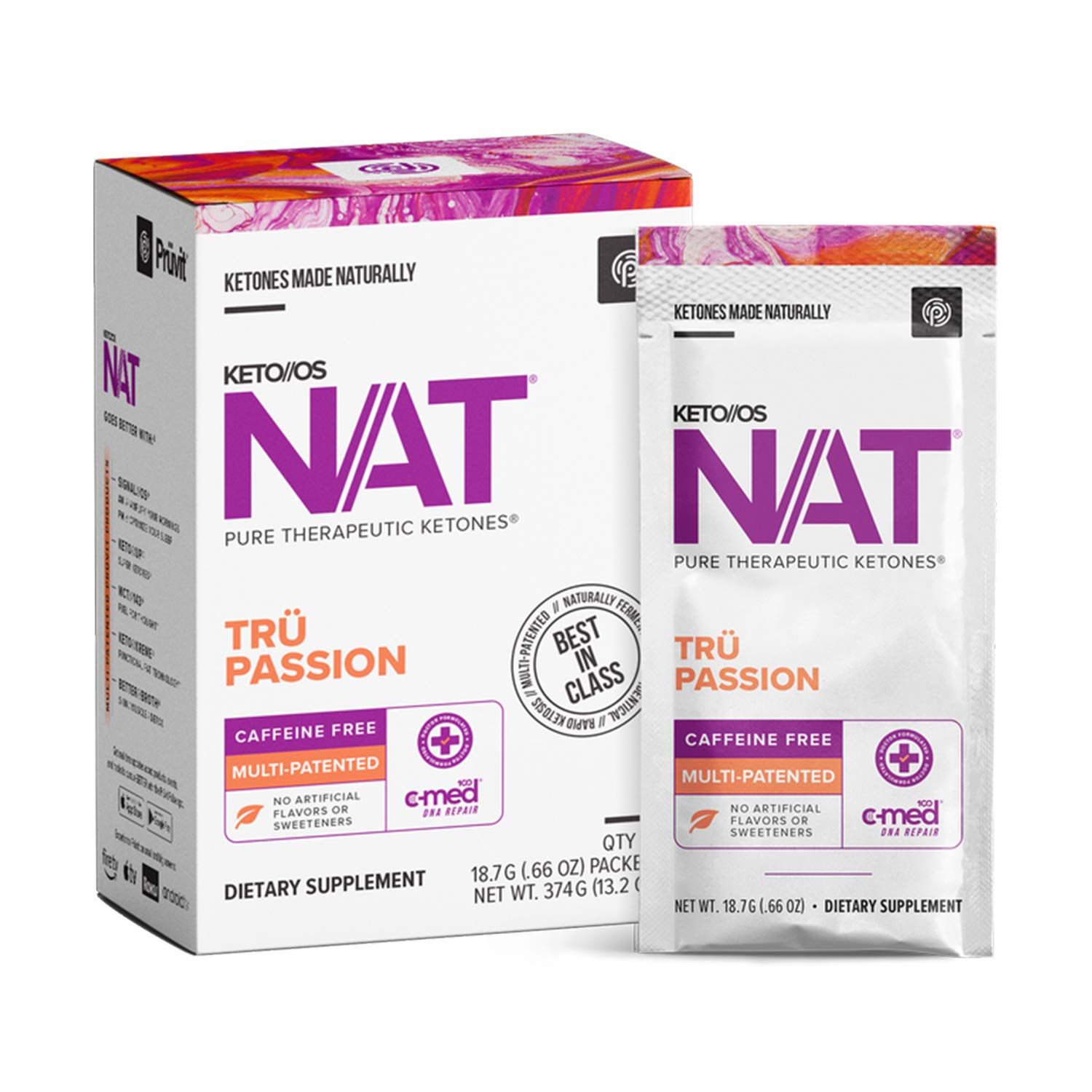PRVIT Keto//OS NAT Tru Passion Keto Supplements - Caffeine Free - Exogenous Ketones - BHB Salts Ketogenic Supplement for Workout Energy Boost for Men and Women (20 Count)