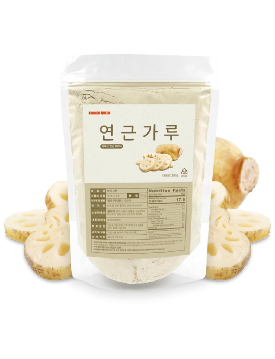 FARMER QUEEN Korean Lotus Root Powder Contains Amino Acid Vitamin B, C Arginine Mucin for Baking &amp; Drinks 300g