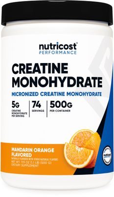 Nutricost Creatine Monohydrate Powder (Mandarin Orange, 500 Gram) - Micronized Creatine Supplement - Vegan, Non-GMO, Gluten Free