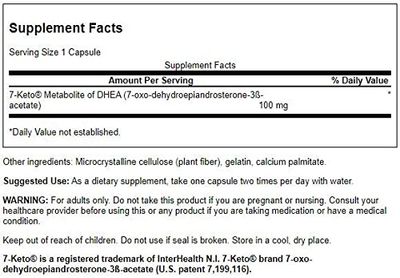 Swanson 7 Keto Dhea 100 Milligrams 30 Capsules