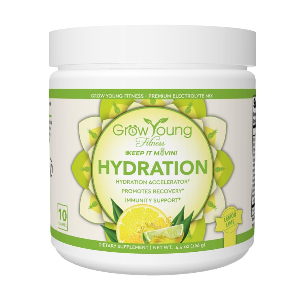 Grow Young Fitness Hydration Powder - Lemon Lime, Premium Electrolyte Mix for Proactive Hydration, Vitamins and Sugar Free (1 Pack, 30 Servings)