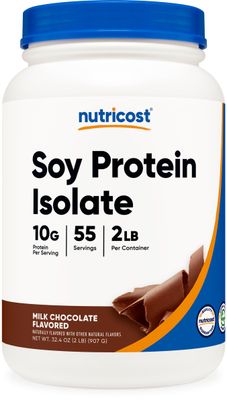Nutricost Soy Protein Isolate Powder, 2 LB Milk Chocolate - 10 Grams of Protein Per Serving, Vegan, GMO-Free &amp; Gluten Free