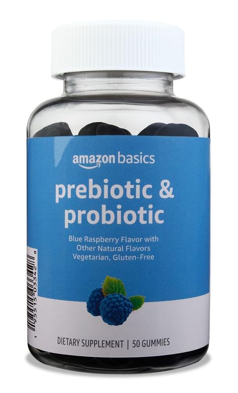 Amazon Basics Prebiotic &amp; Probiotic Gummies, 2 Billion CFU, Blue Raspberry, 50 Count (2 per Serving) (Previously Solimo)